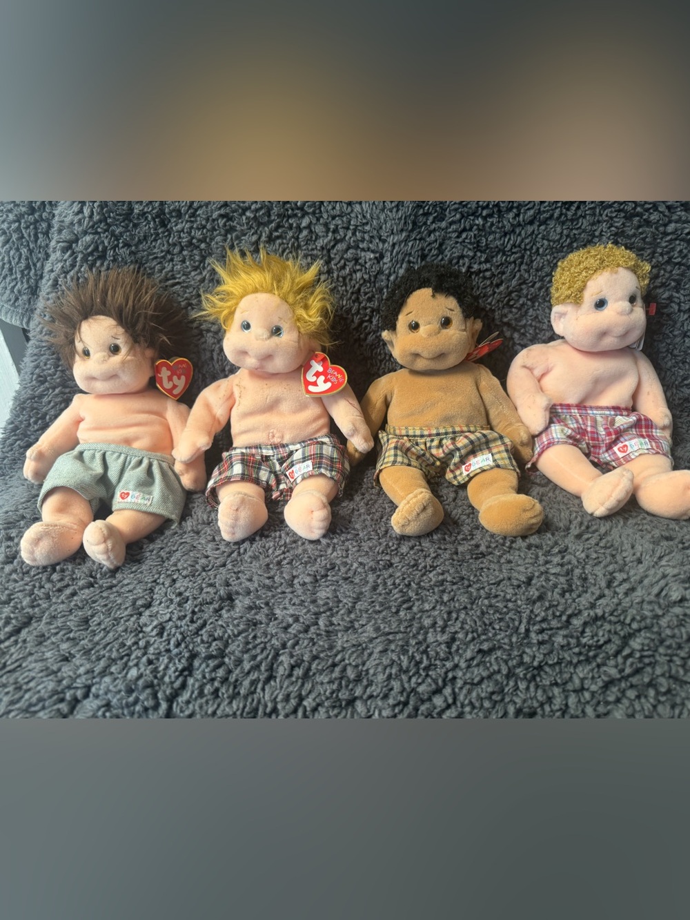 Ty Plush Dolls Set - Blonde, Black, Brown, Light Brown Hair